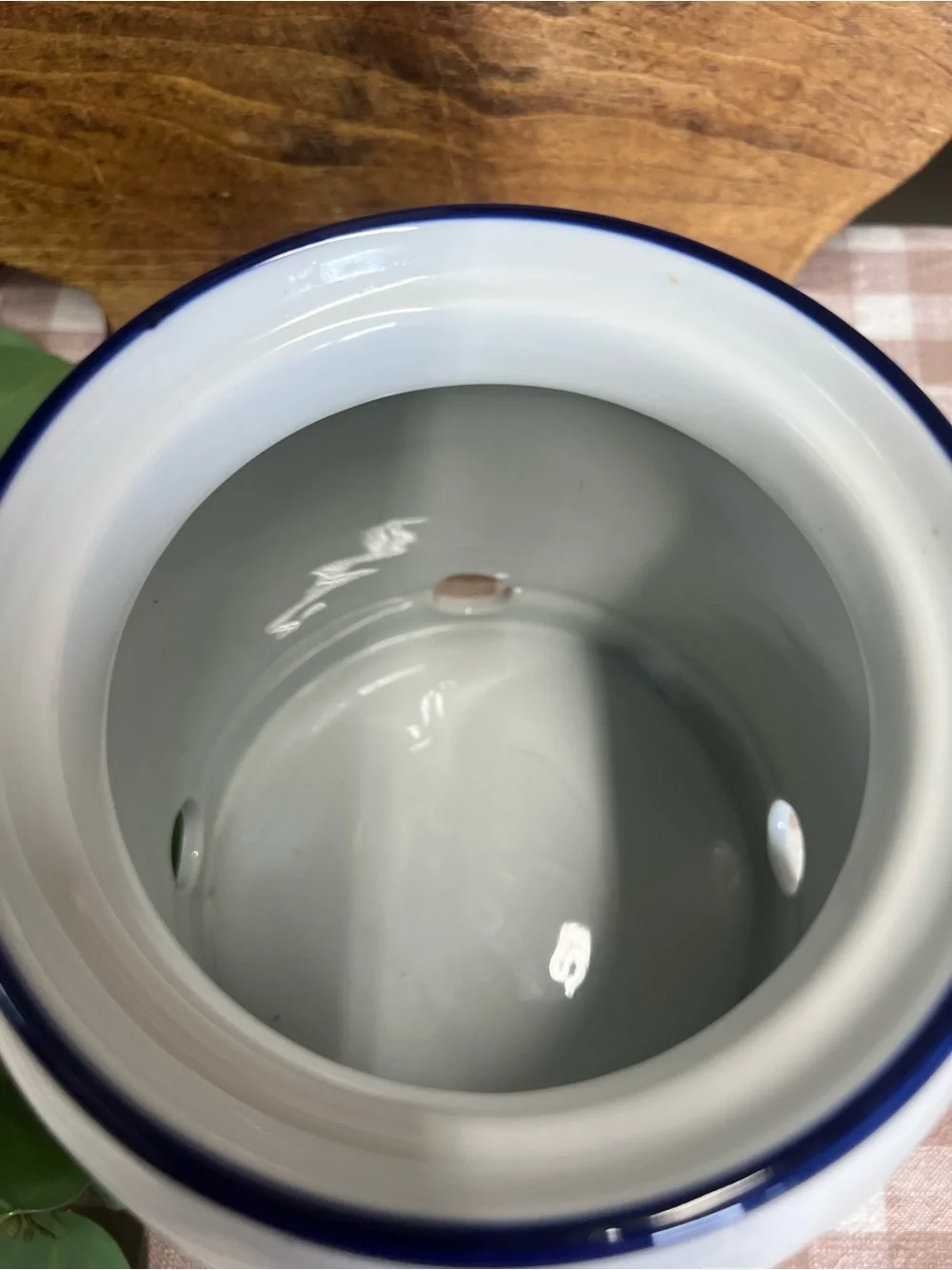 Onion canister world market storage blue white ceramic